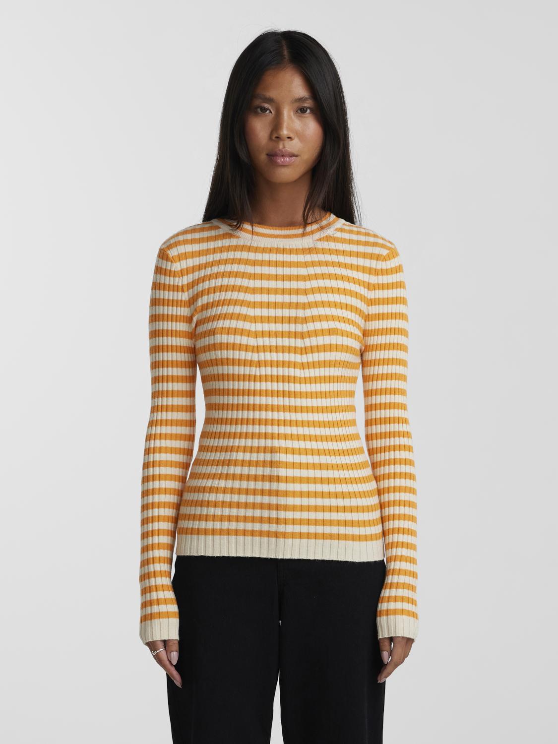 Pccrista ls o-neck knit noos bc Tangerine