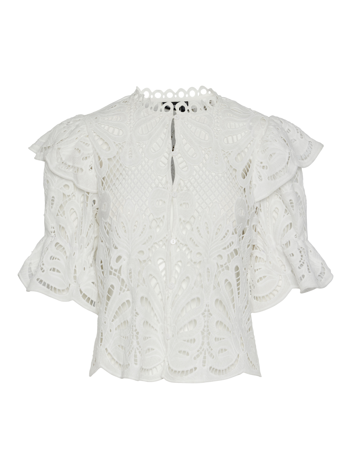 Pclykke 2/4 lace top d2d Bright white