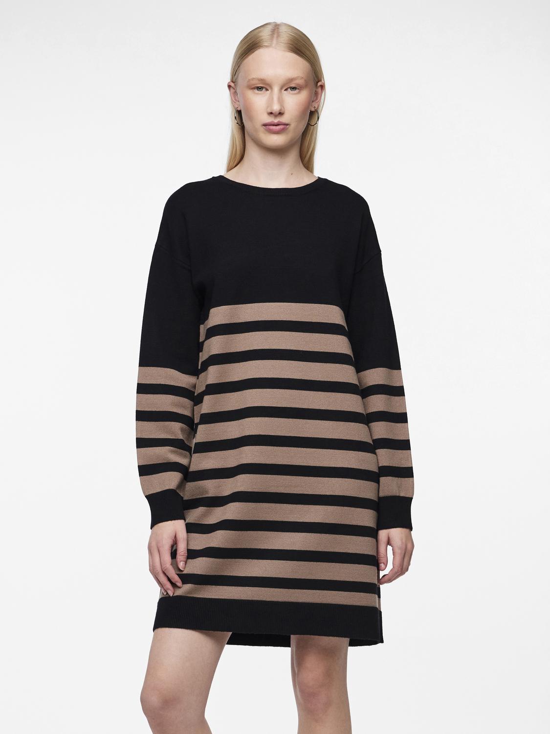 Pcpenelope ls o-neck knit dress camp mm Black