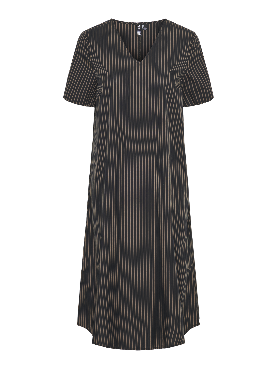 Pcpenny ss v-hals midi dress camp mm Sort