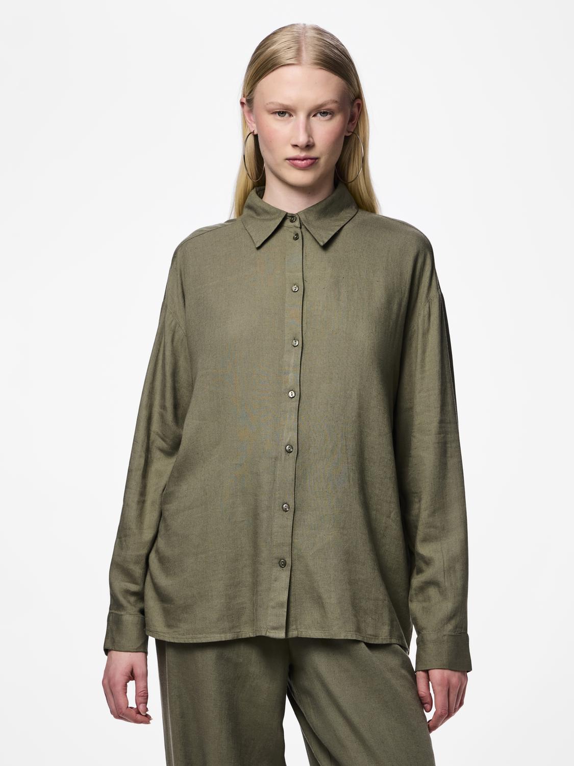 Pcpia ls loose shirt pwp mm Deep lichen green