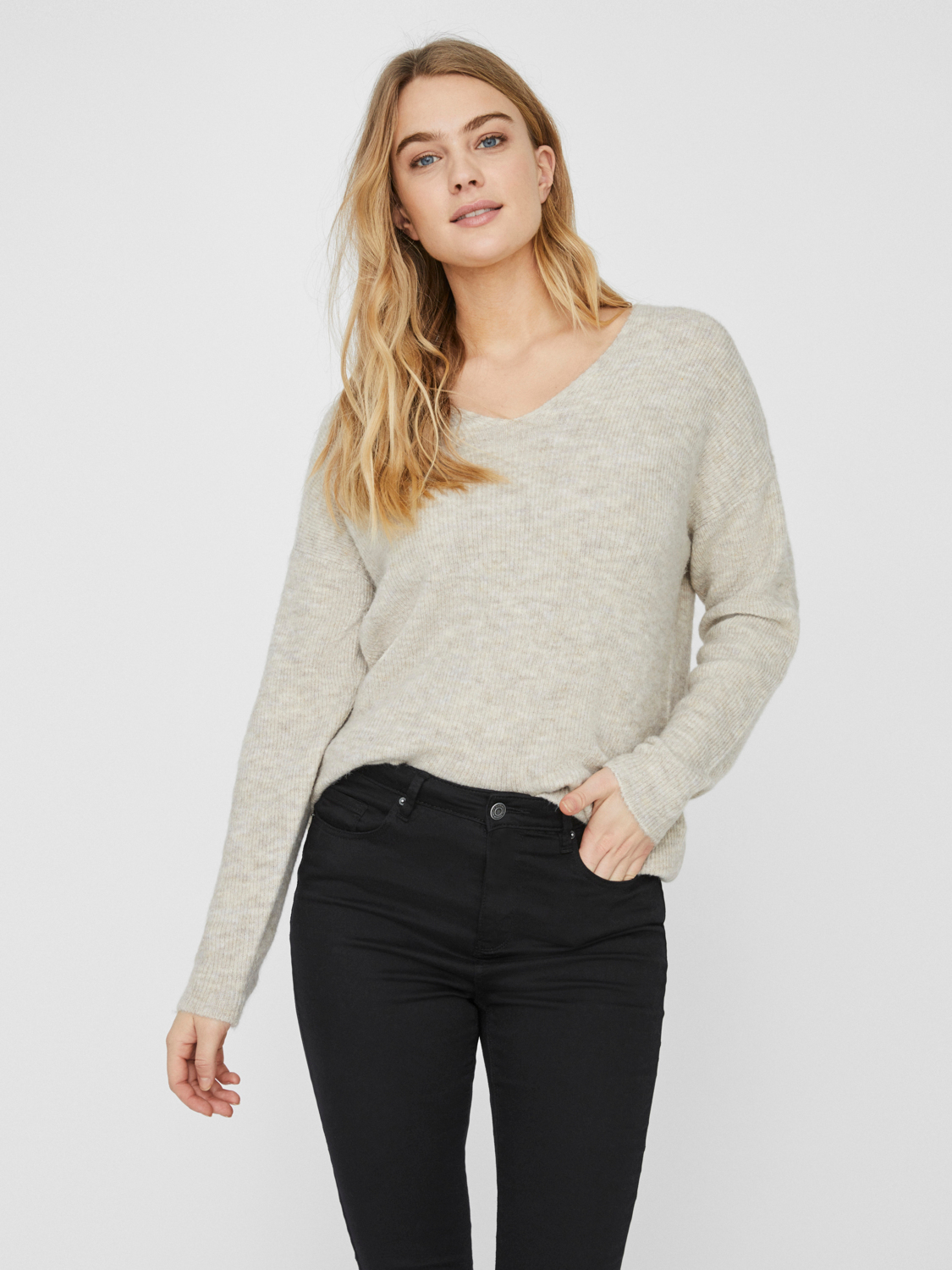 Vmcrewlefile ls v-neck blouse noos Birch