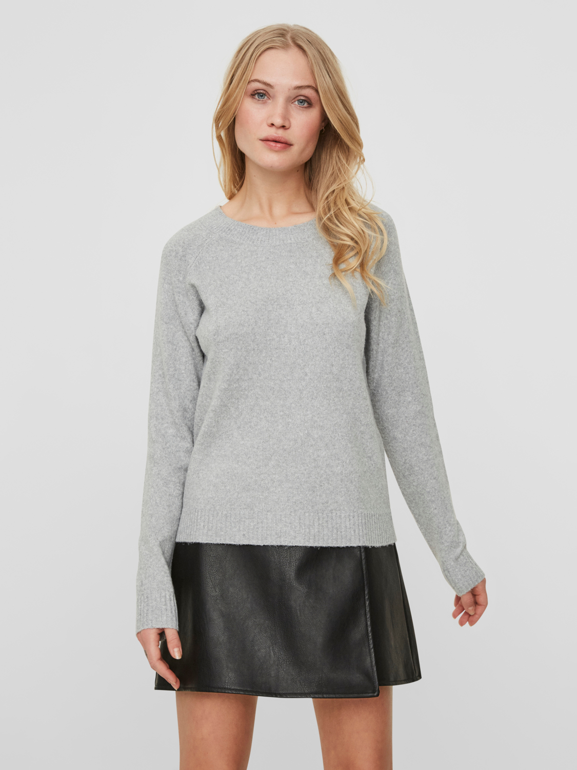 Vmdoffy ls o-neck blouse ga noos Light grey melange