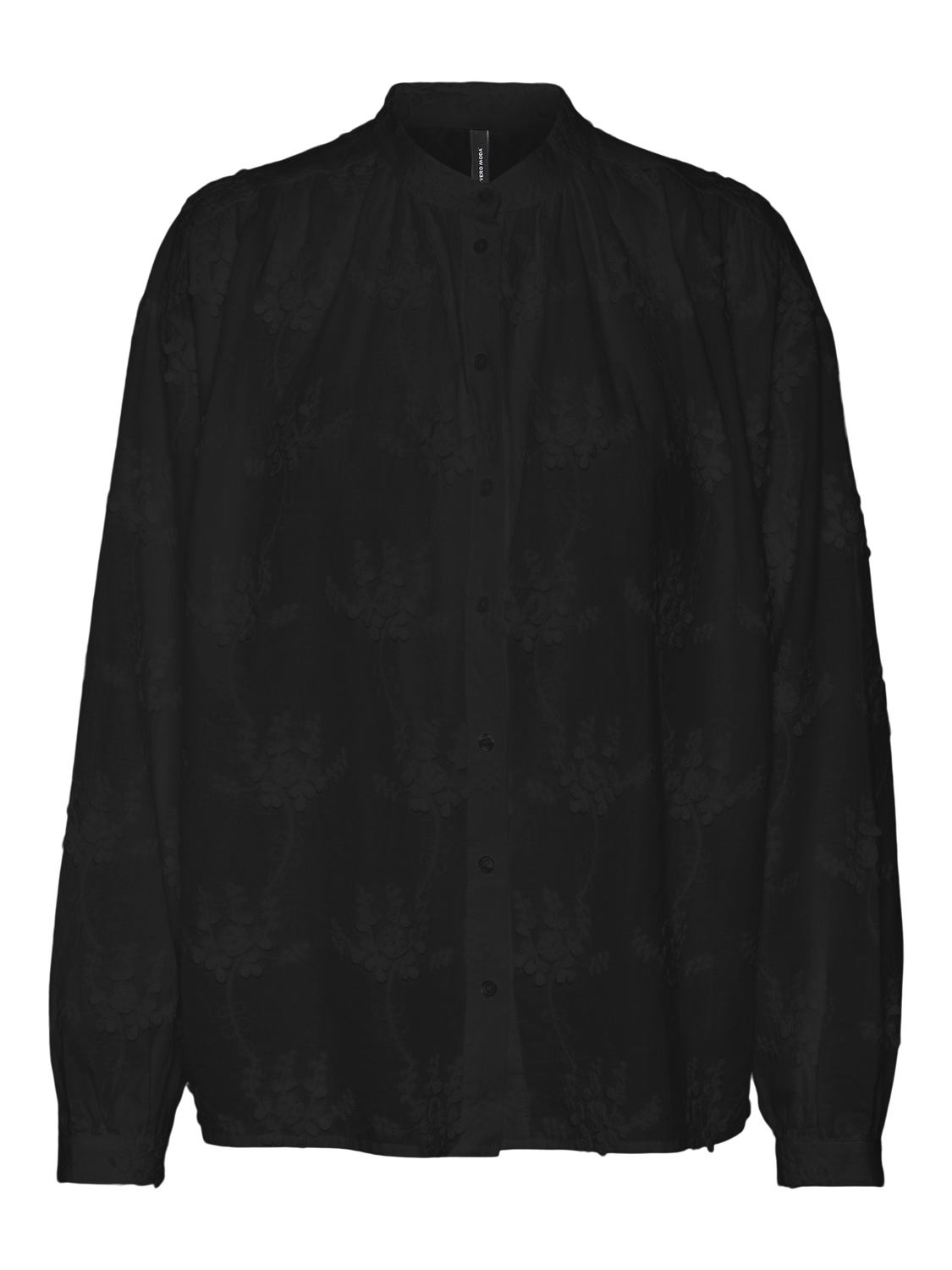 Vmfiline l/s emb midi shirt wvn exp Black