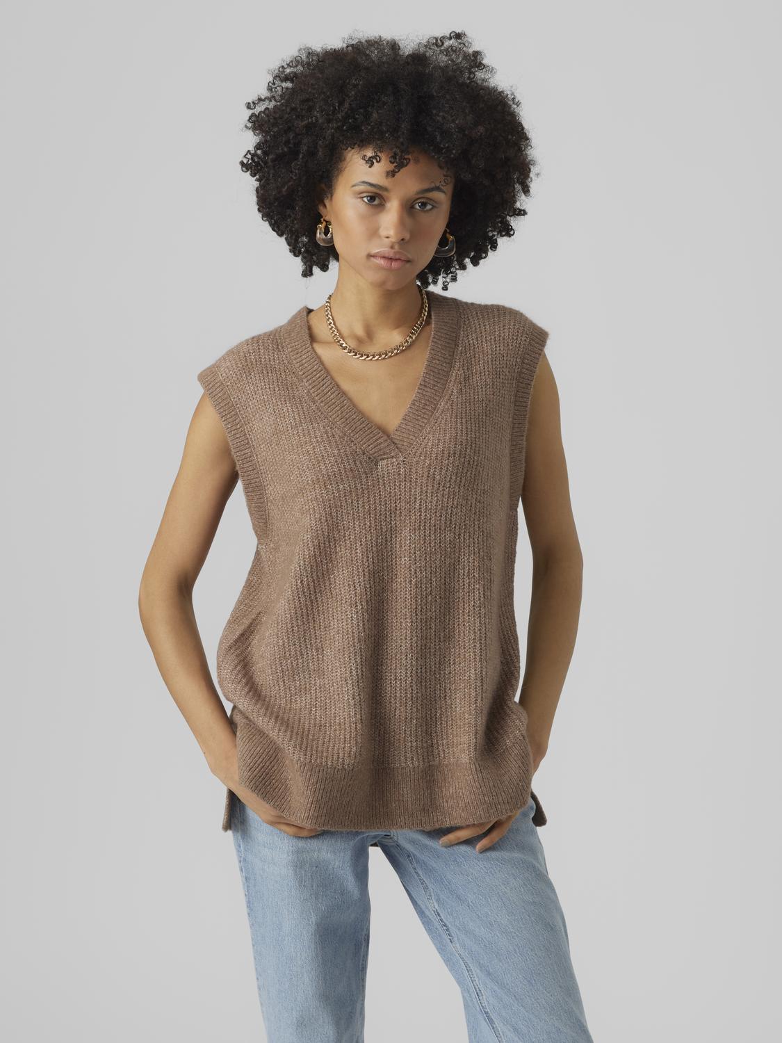 Vmmili sl v-neck vest ga boo Brown lentil