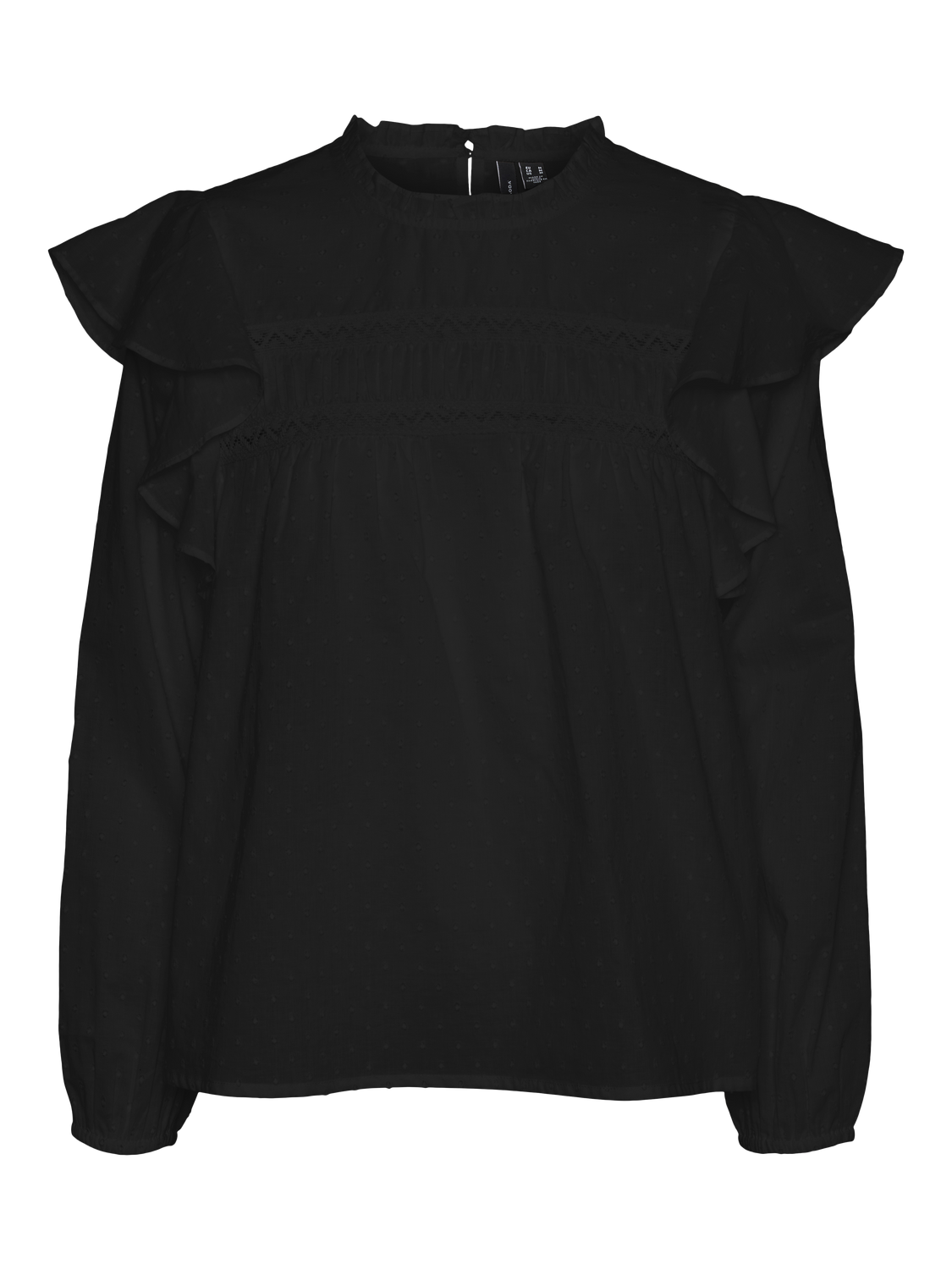 Vmtrine ls lace top wvn Black