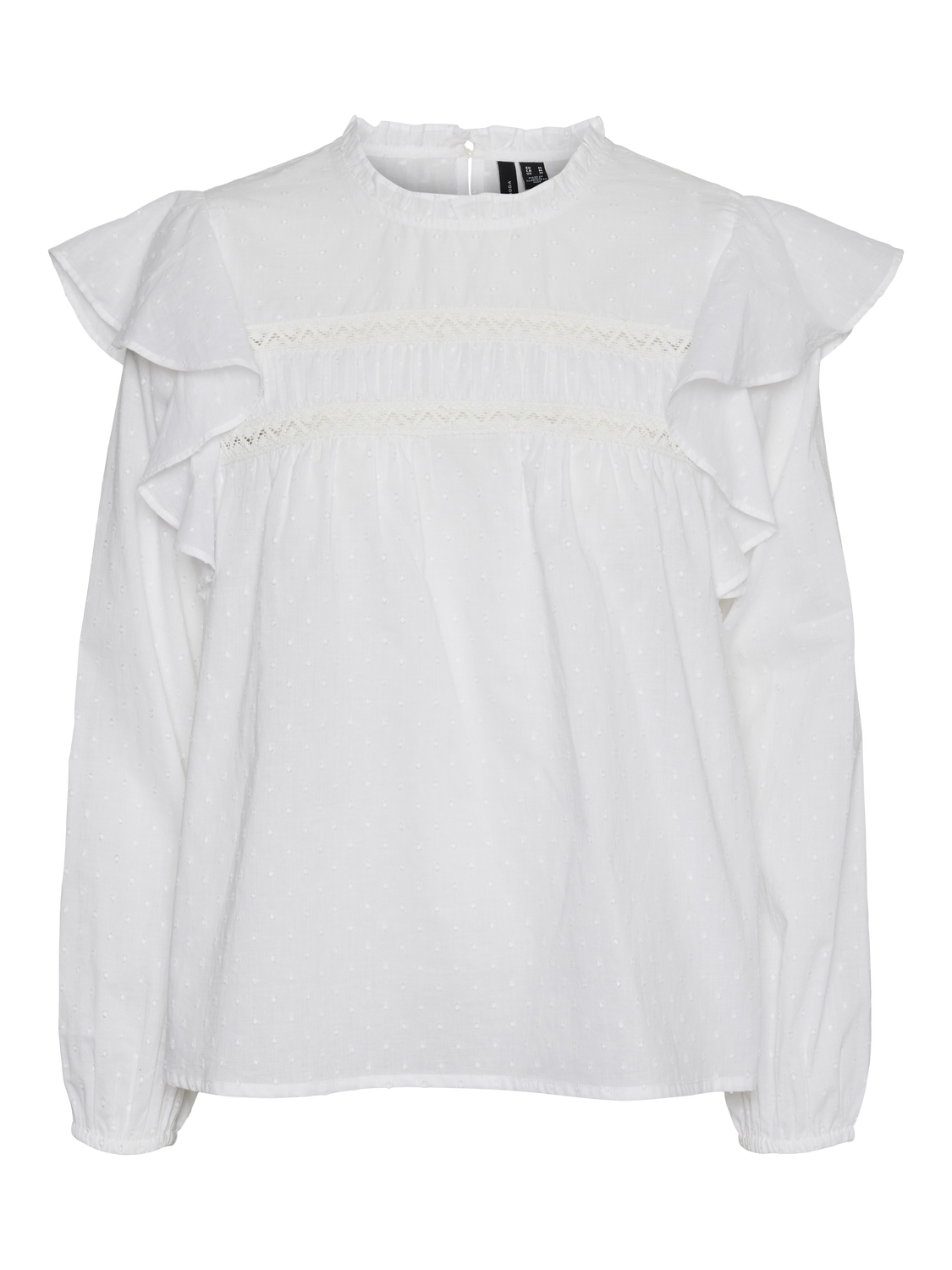 Vmtrine ls lace top wvn Snow white