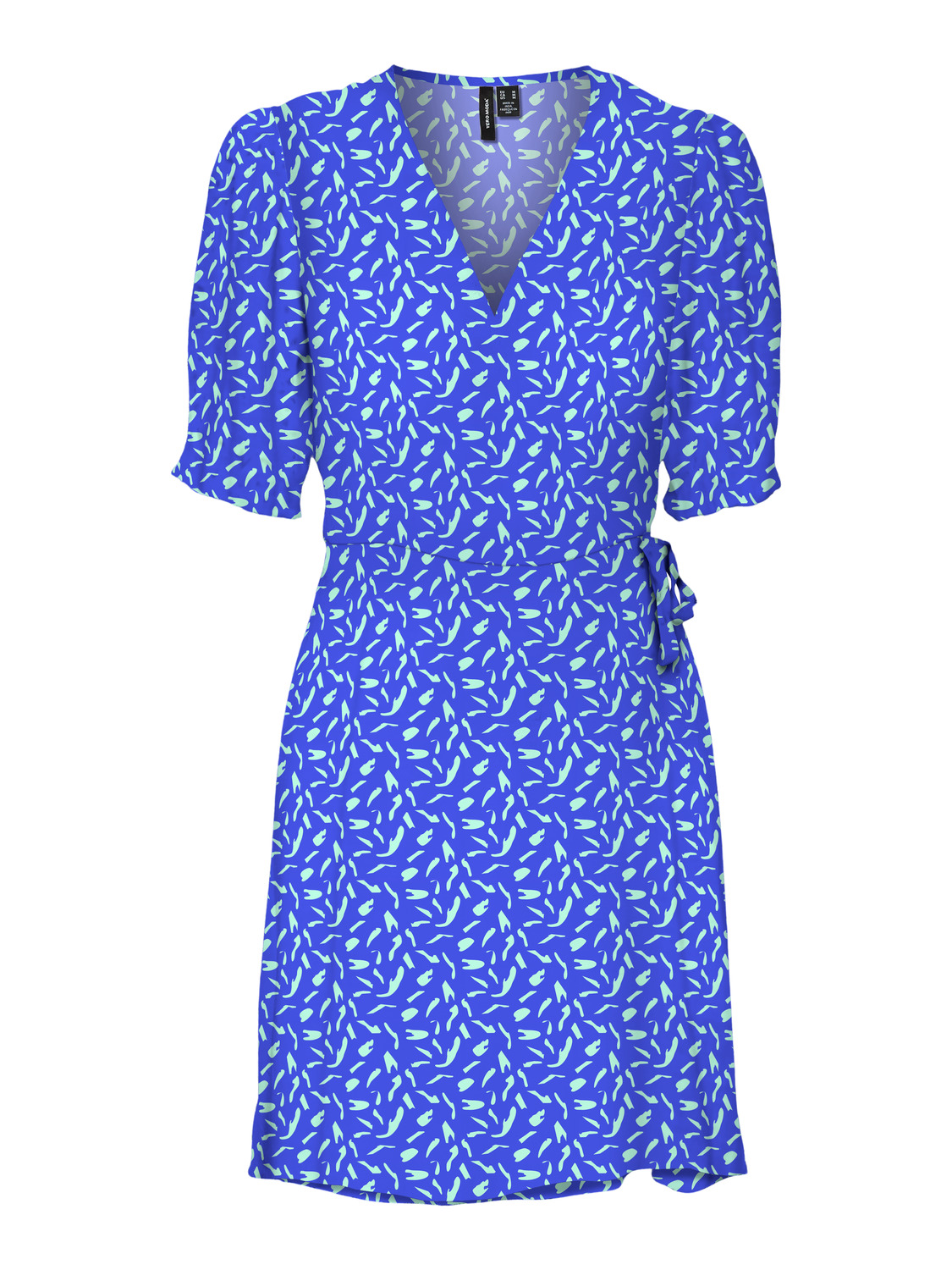 Vmvivi 2/4 short wrap dress exp Dazzling blue