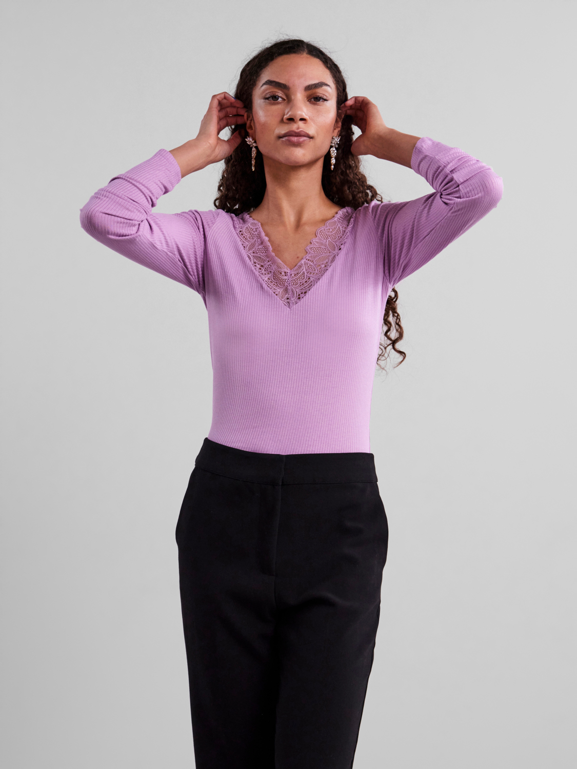 Yaselle ls v-neck top s. Mauve mist