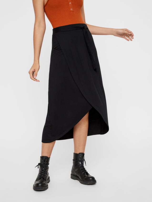 Pcelonora hw midi wrap skirt Black