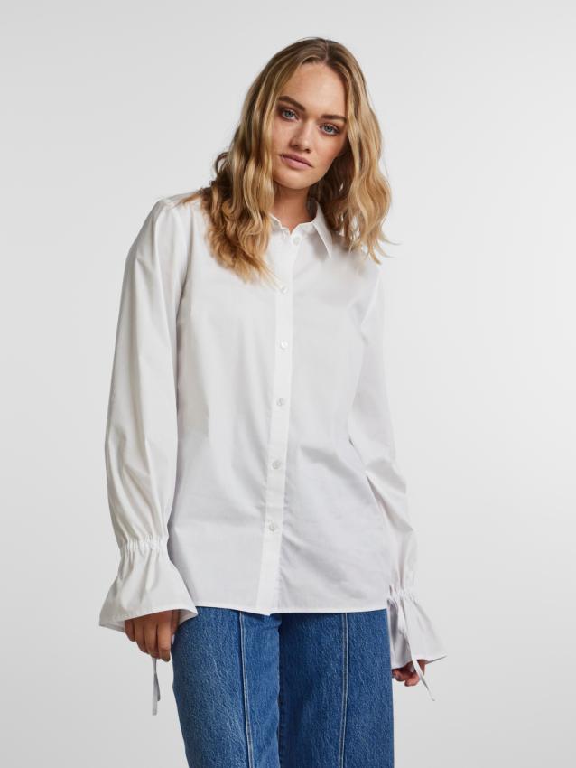 Pcessi ls regular shirt d2d Bright white