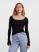 Pckalu ls square neck rib top kac pwp Black