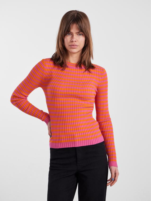 Pccrista ls o-neck knit noos bc Persimmon orange