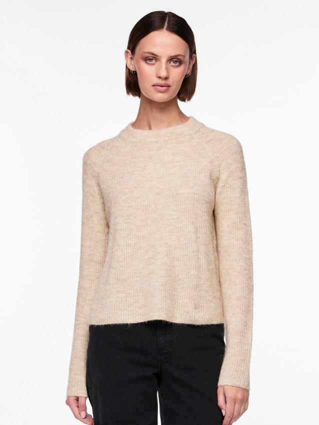 Pcellen ls o-neck knit noos bc White pepper