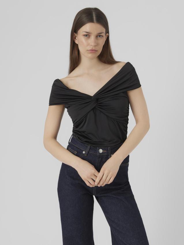 Vmsalla off shoulder knot top jrs Black