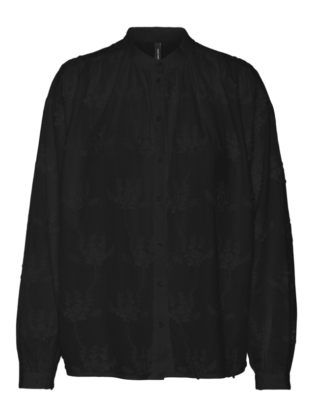 Vmfiline l/s emb midi shirt wvn exp Black