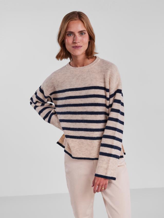 Pcline ls o-neck knit pwp bc Whitecap gray