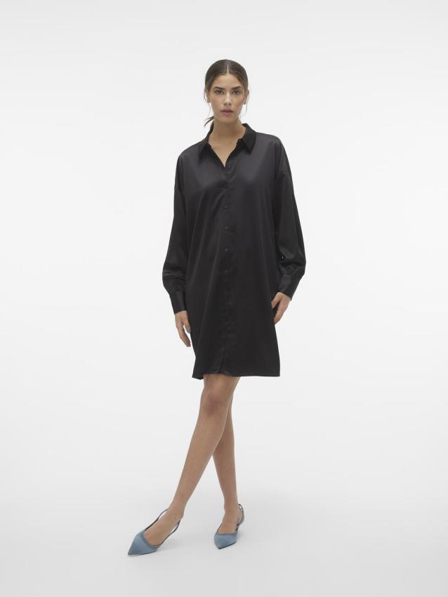 Vmmerle l/s shirt dress wvn exp cp Black