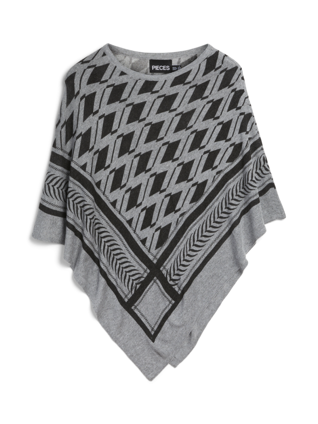 Pcnovis poncho Light grey melange