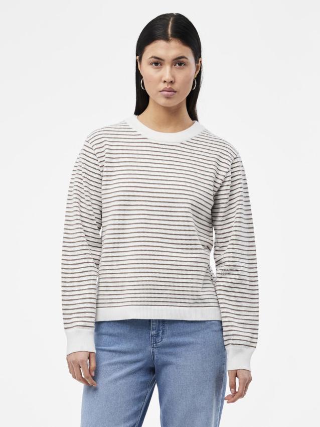 Pcphilippa ls o-neck knit camp mm Cloud dancer