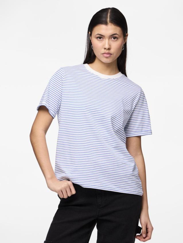 Pcria ss fold up tee stripes noos bc Bright white