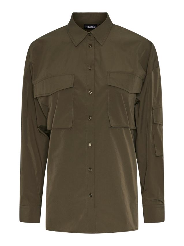 Pcdre ls loose shirt d2d Deep lichen green