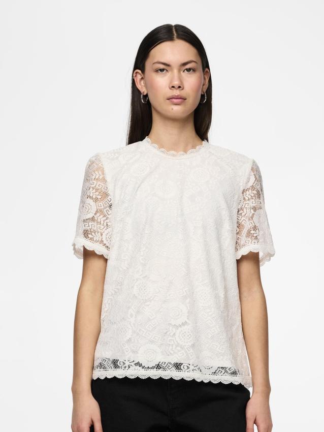 Pcolline ss lace top noos Cloud dancer