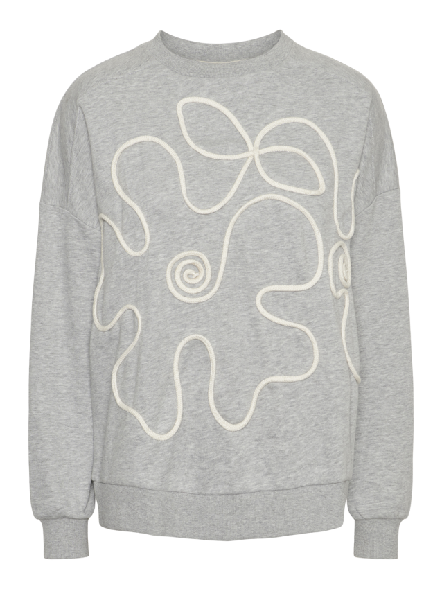 Pcfelis ls loose sweat d2d Medium grey melange