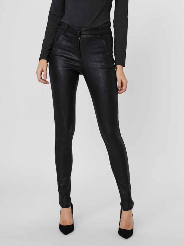 Vmvictoria mr antifit glitter pant Black